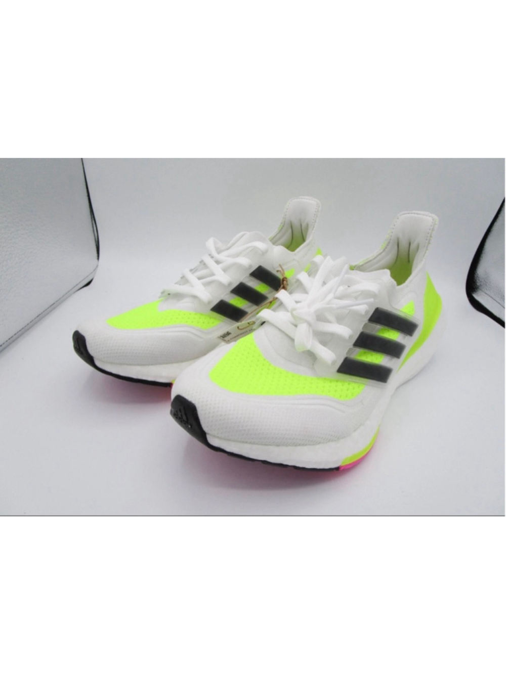 adidas Ultraboost 21 Running White Black Yellow FZ2929 Womens 7 Kids 5.5 - Picture 2 of 7